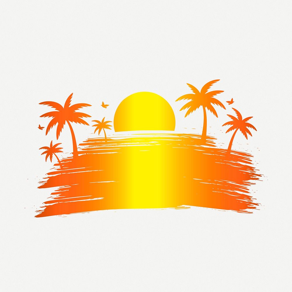 Tropical sunset clipart, collage element illustration psd. Free public domain CC0 image.