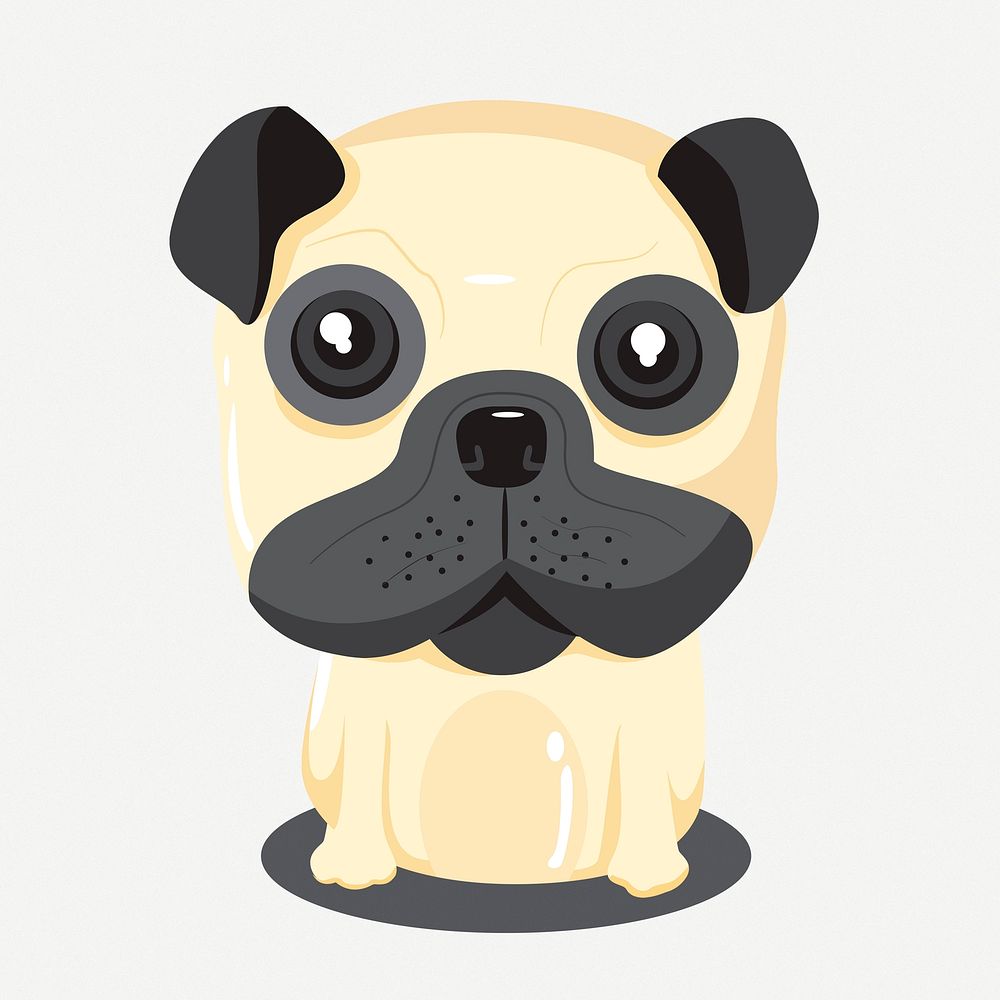 Cute pug dog clipart, cartoon cillustration psd. Free public domain CC0 image.