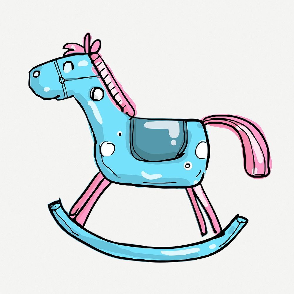 Cute rocking horse doodle, illustration psd. Free public domain CC0 image.