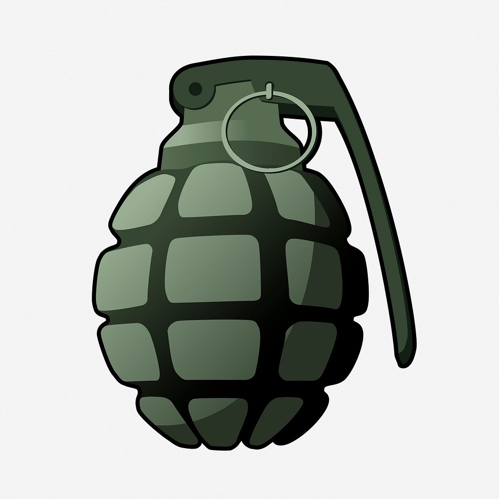 Hand grenade clipart illustration. Free public domain CC0 image.