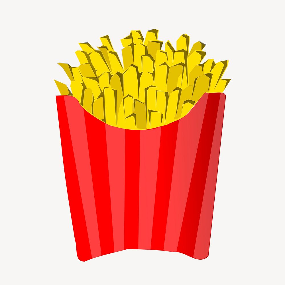 French fries clipart, food illustration vector. Free public domain CC0 image.