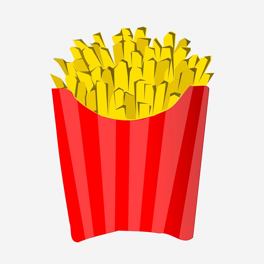 French fries clipart illustration. Free public domain CC0 image.