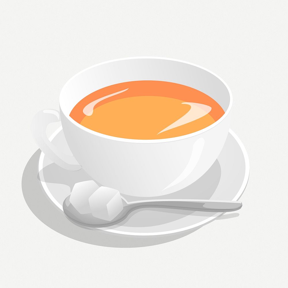 Cup of tea clipart, collage element illustration psd. Free public domain CC0 image.