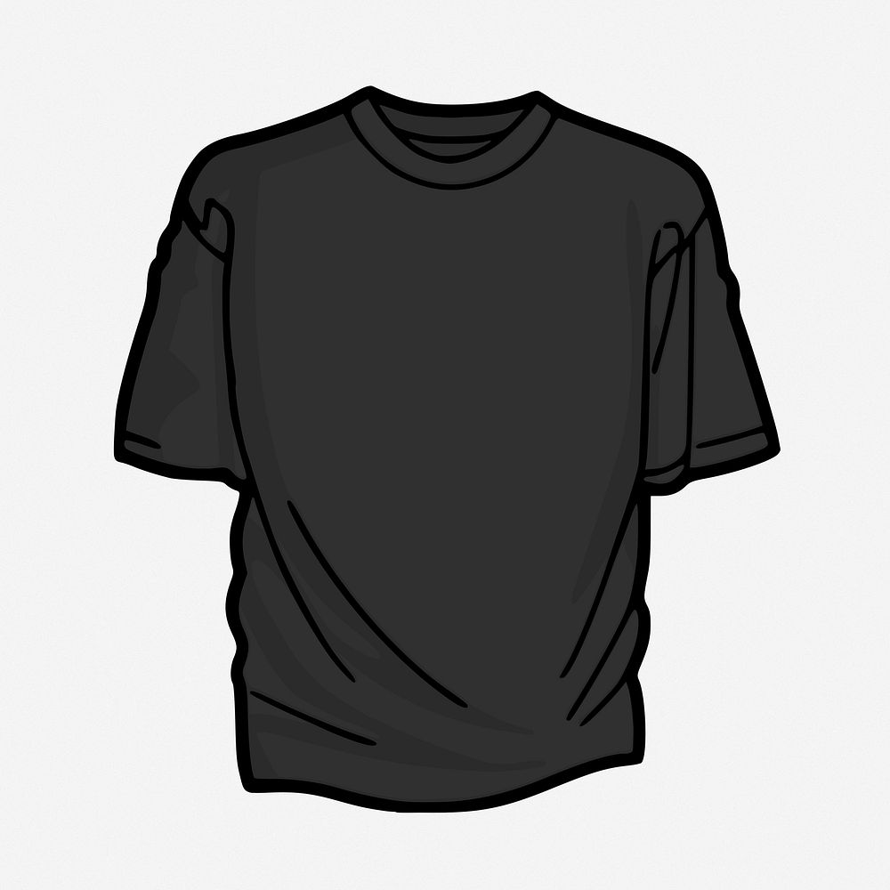 Black t-shirt clipart illustration. Free public domain CC0 image.
