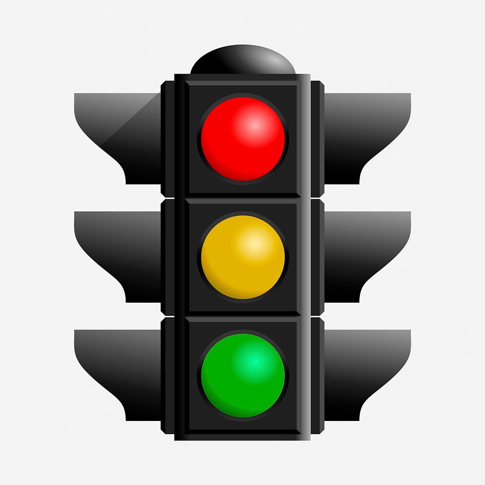 Traffic lights clipart illustration. Free public domain CC0 image.