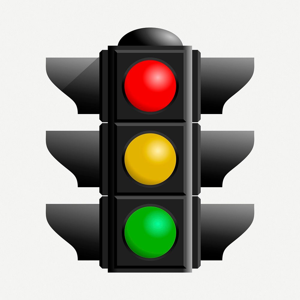 Traffic lights clipart, collage element illustration psd. Free public domain CC0 image.