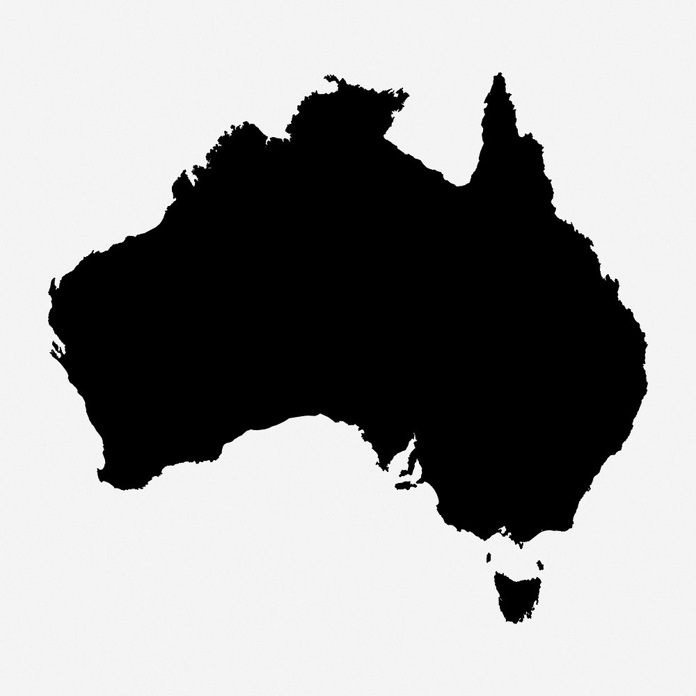 Australia silhouette clipart illustration. Free public domain CC0 image.
