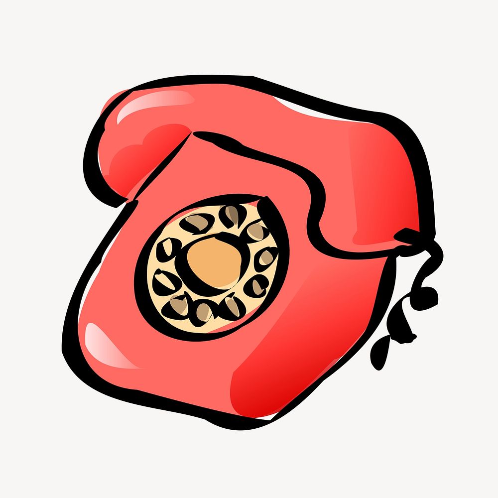 Red telephone doodle, illustration vector. Free public domain CC0 image.
