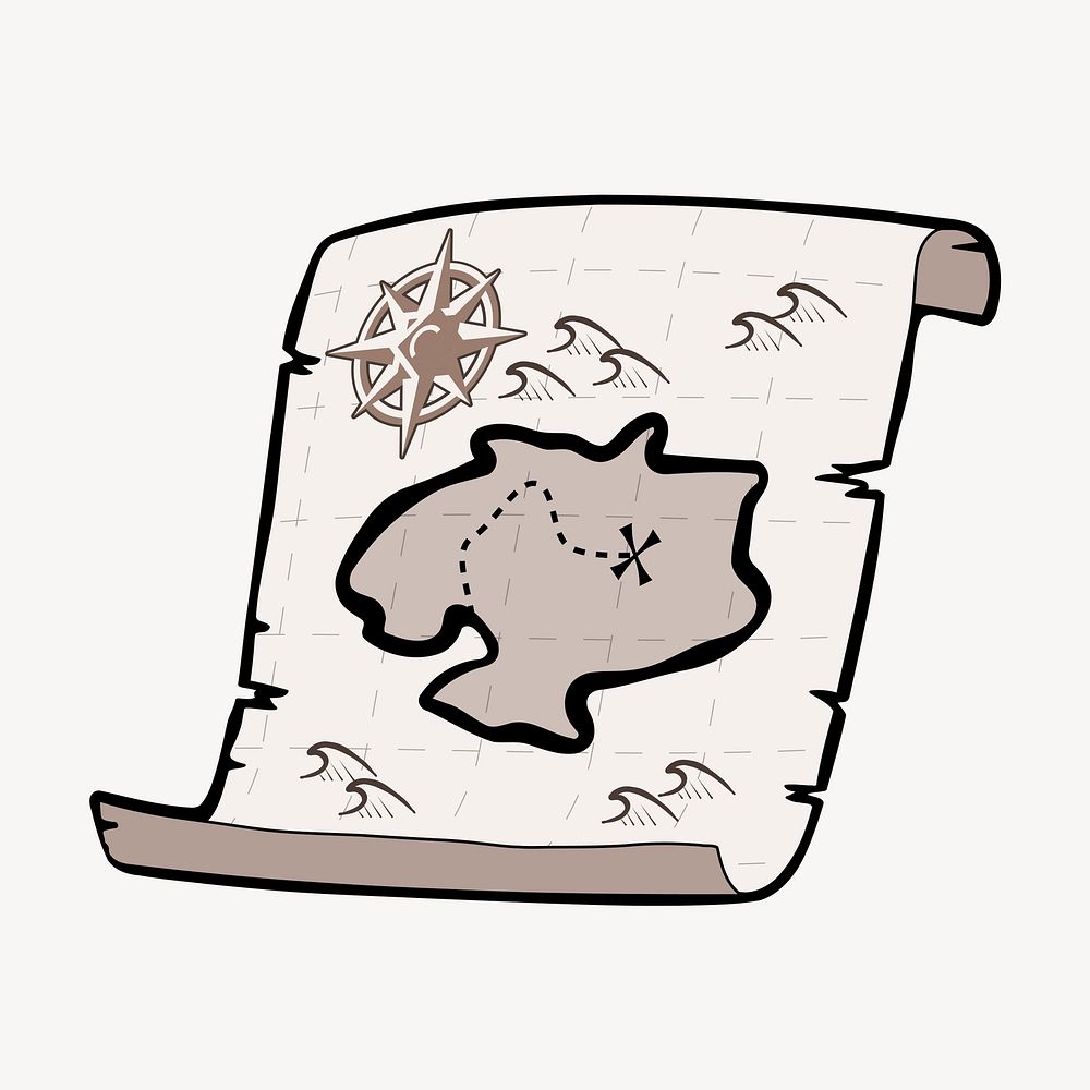 Treasure map clipart, illustration vector. Free public domain CC0 image.