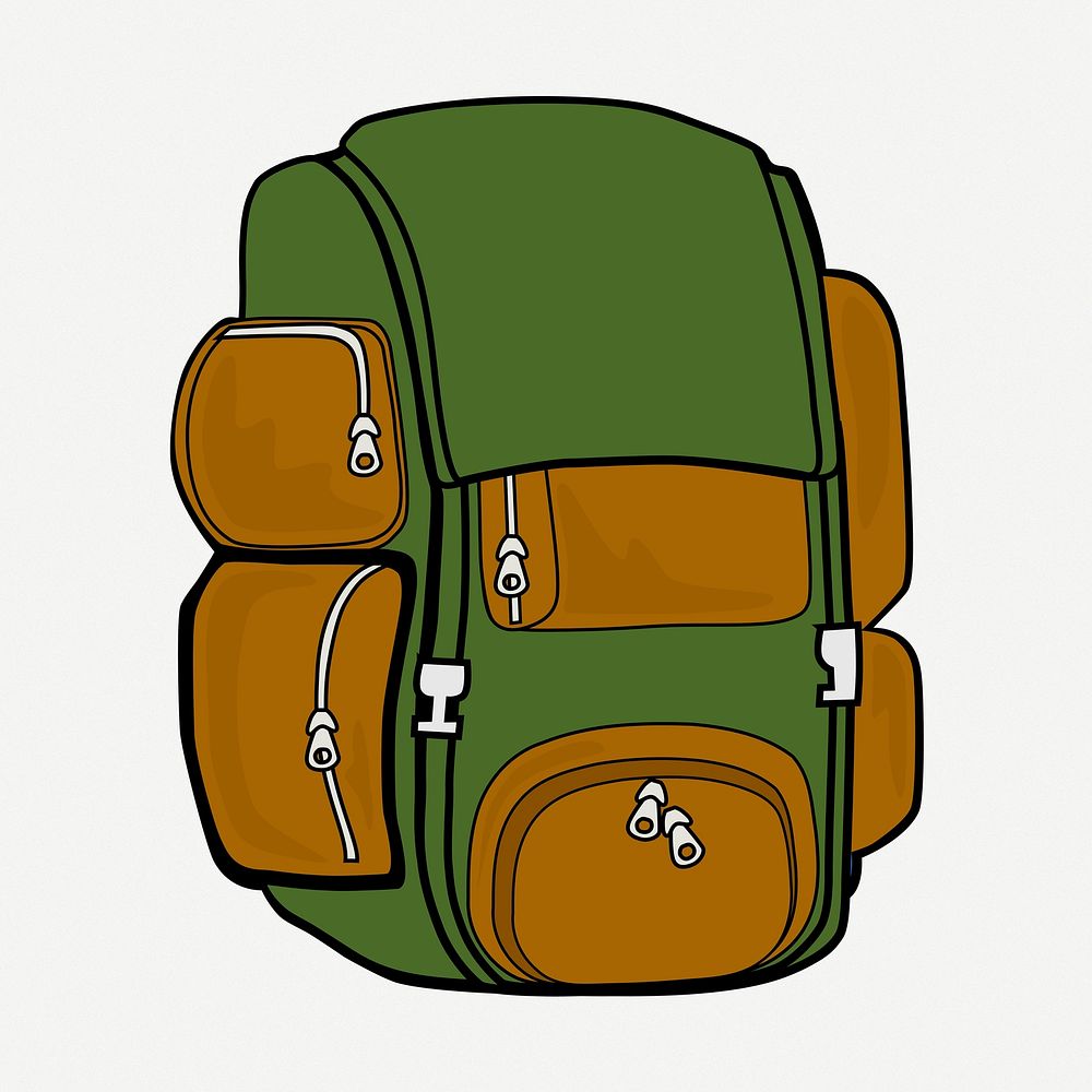 Camping backpack clipart, collage element illustration psd. Free public domain CC0 image.