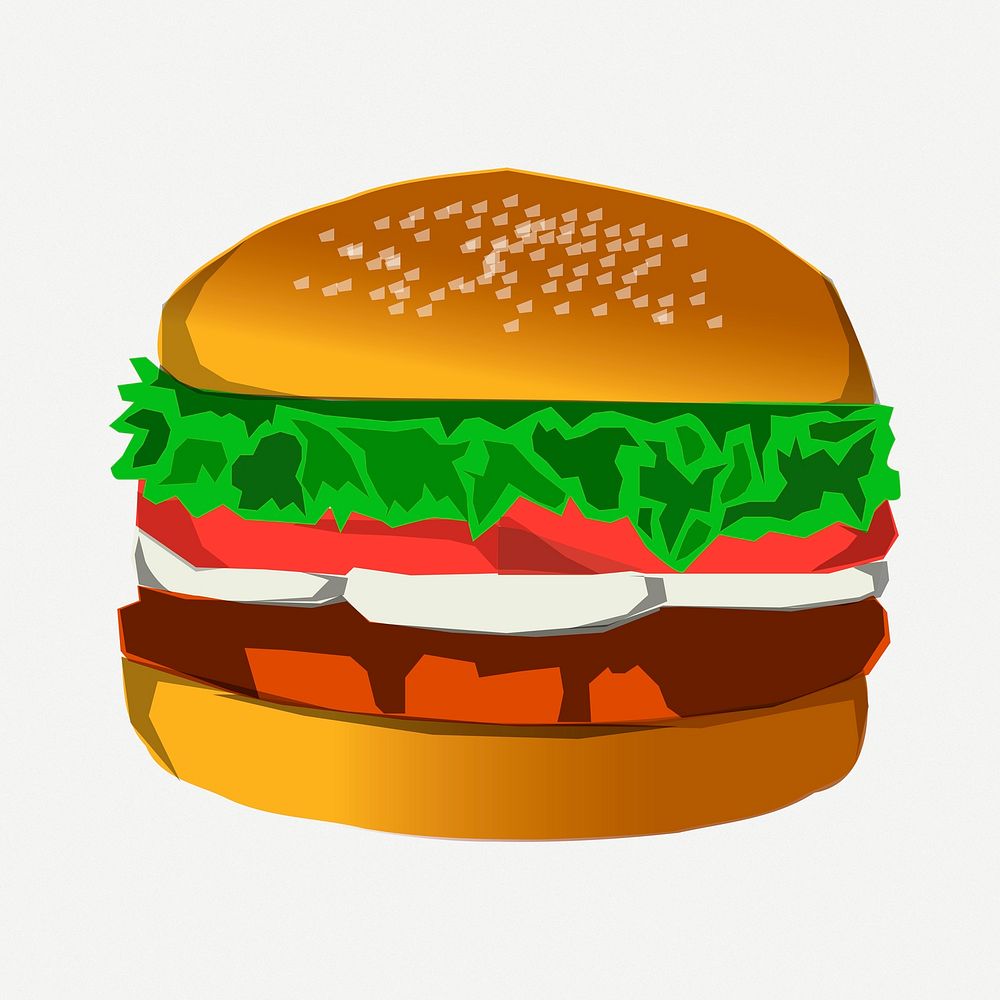 Hamburger meal clipart, fast food illustration psd. Free public domain CC0 image.