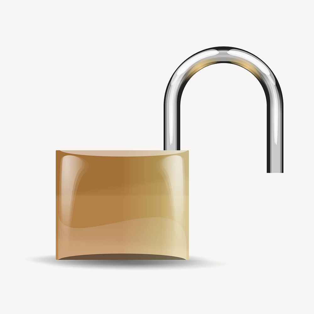 Open padlock clipart, illustration vector. Free public domain CC0 image.