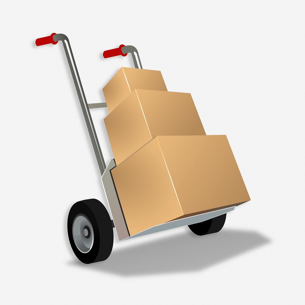 Boxes on cart clipart illustration. Free public domain CC0 image.