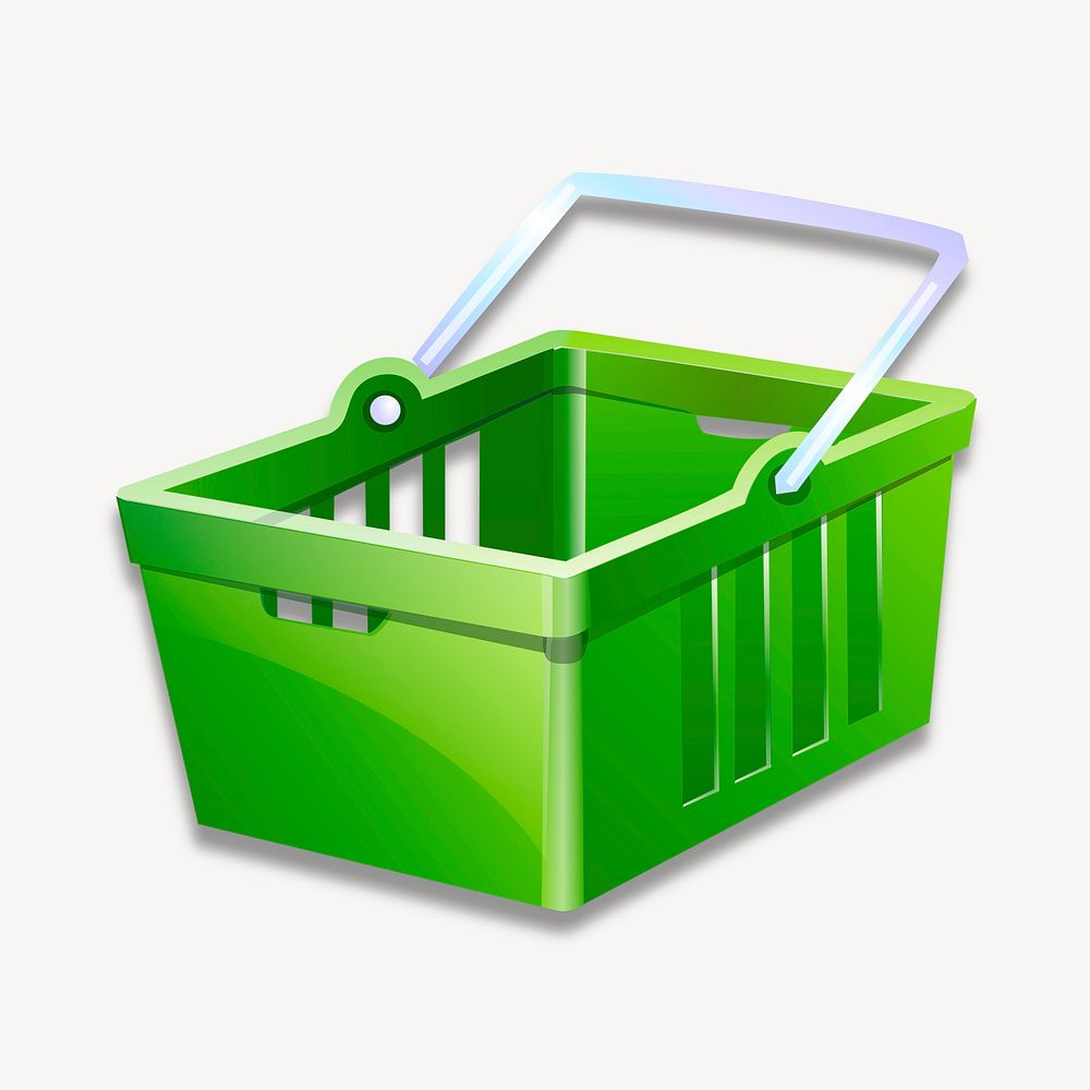Green shopping basket clipart, illustration vector. Free public domain CC0 image.