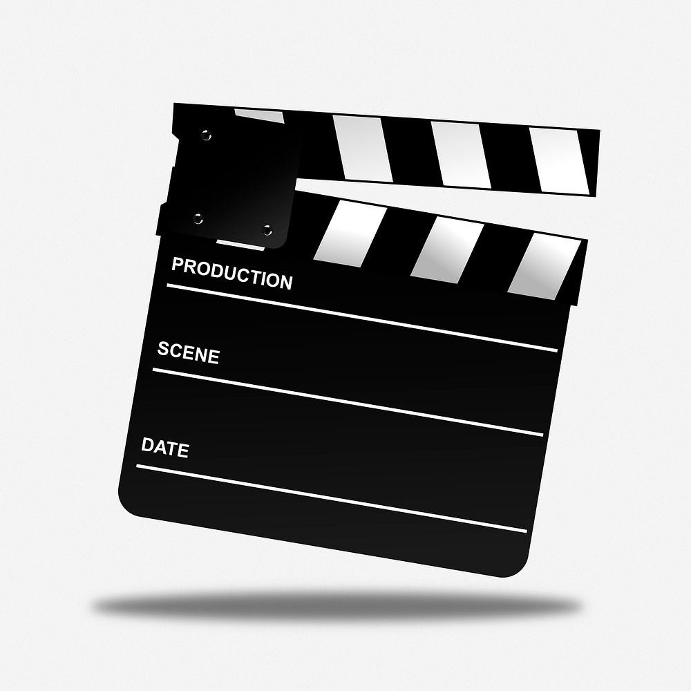 Movie set clapperboard clipart illustration. Free public domain CC0 image.