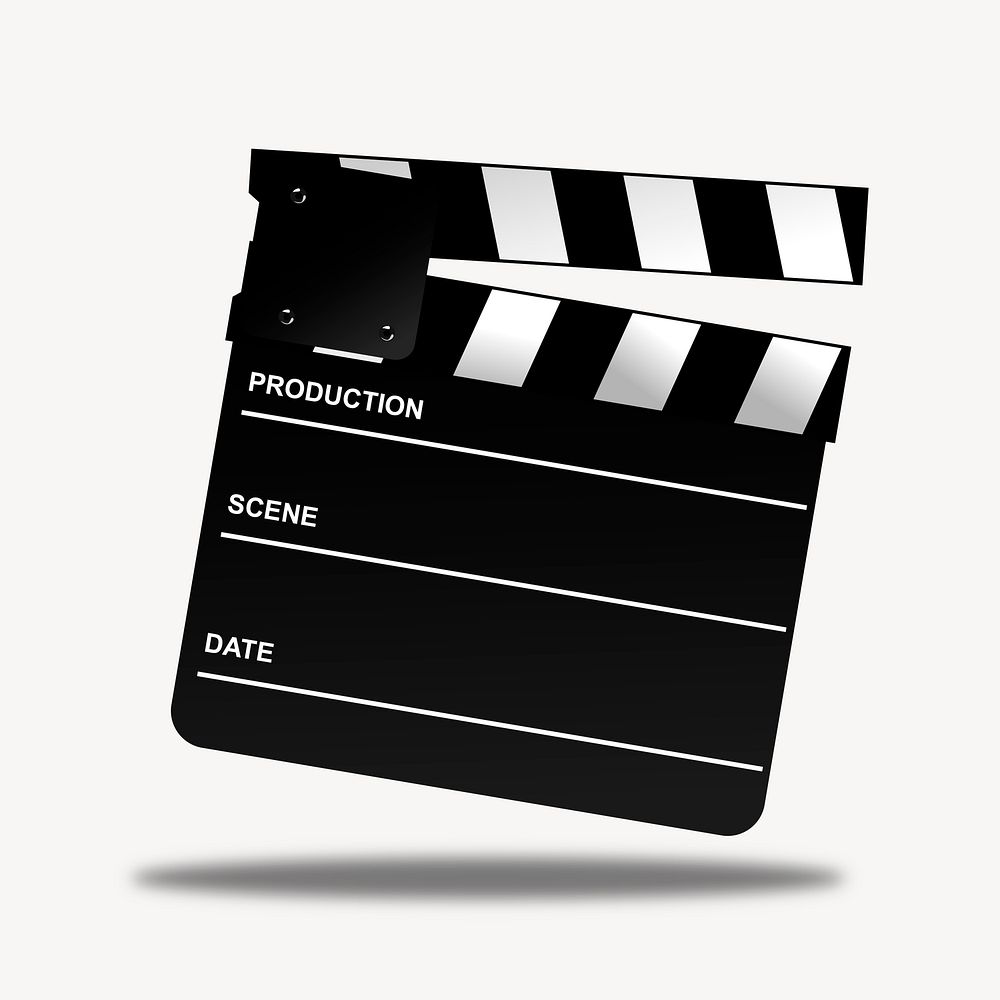 Movie set clapperboard clipart, illustration vector. Free public domain CC0 image.