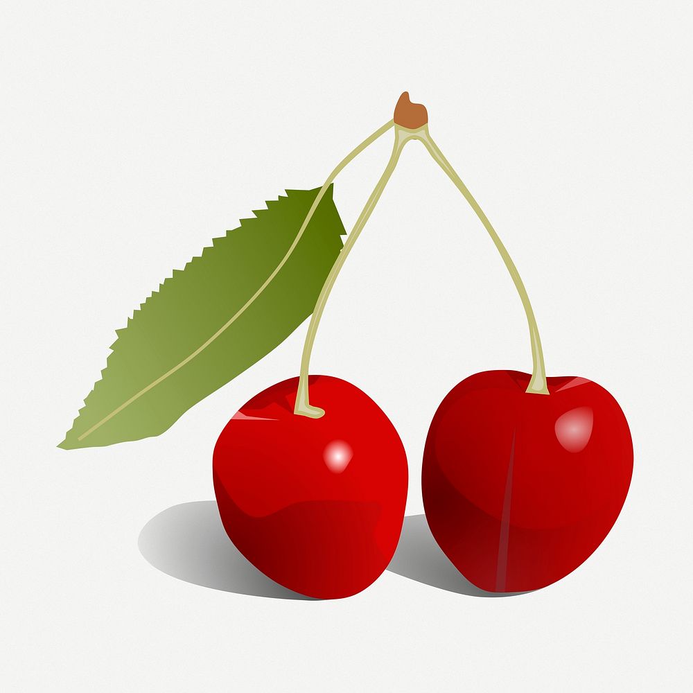 Realistic cherries clipart, fruit collage element illustration psd. Free public domain CC0 image.