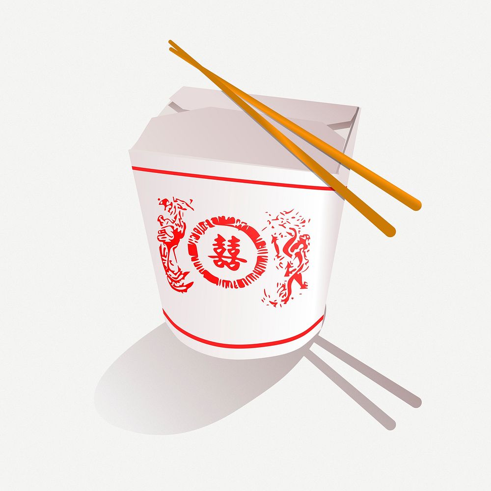 Chinese food take out clipart, collage element illustration psd. Free public domain CC0 image.