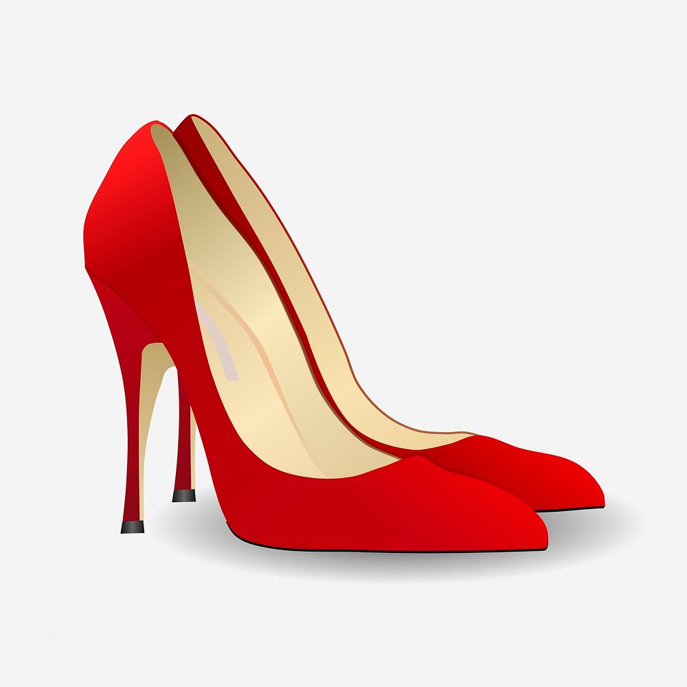 Realistic red heels clipart illustration. Free public domain CC0 image.