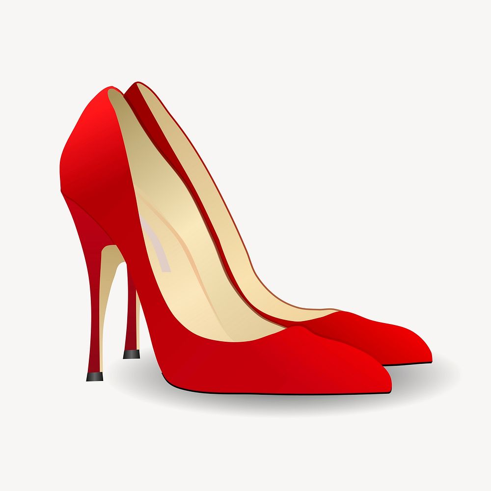 Realistic red heels clipart, illustration vector. Free public domain CC0 image.