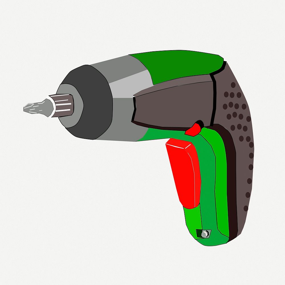 Electric screwdriver clipart, collage element illustration psd. Free public domain CC0 image.