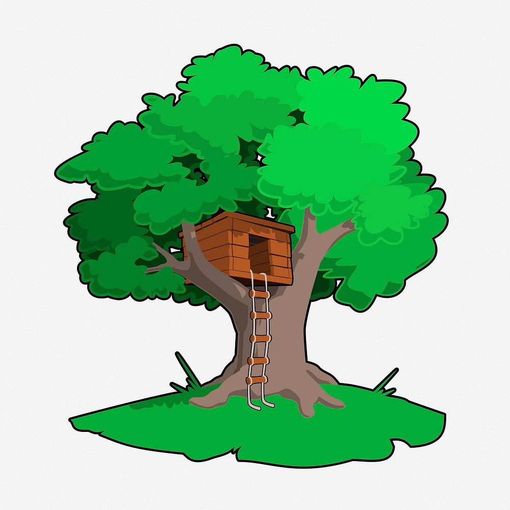 Tree house clipart illustration. Free public domain CC0 image.