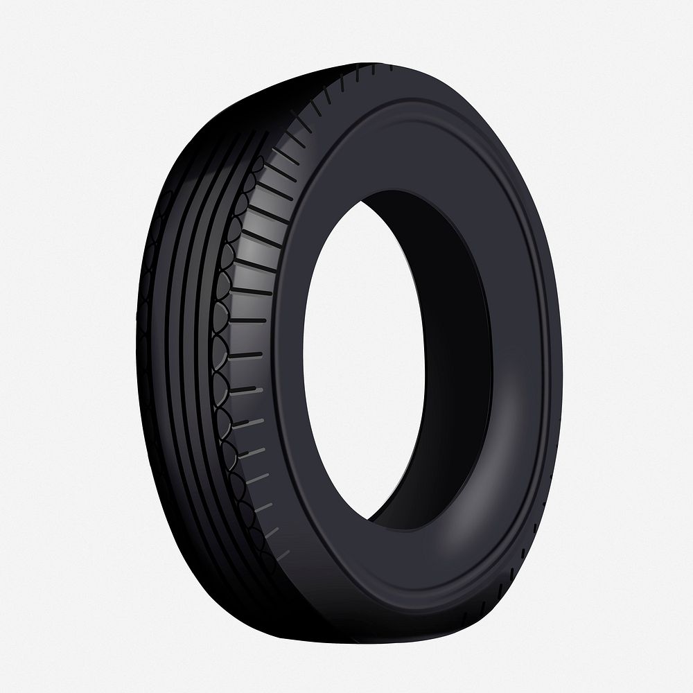 Black rubber tire clipart illustration. Free public domain CC0 image.