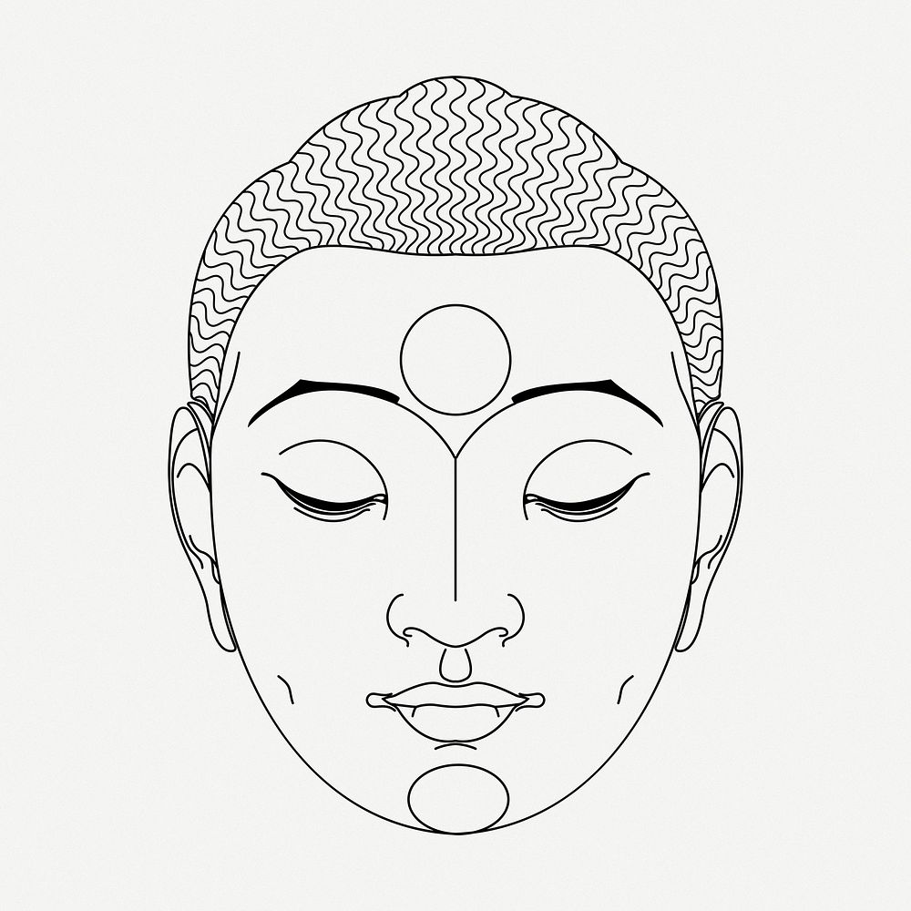 Buddha head line art, religious | Free PSD - rawpixel