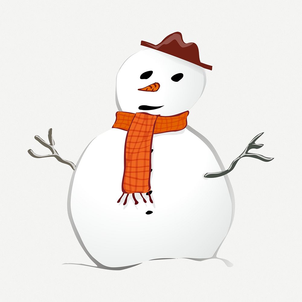 Snowman character clipart, collage element illustration psd. Free public domain CC0 image.