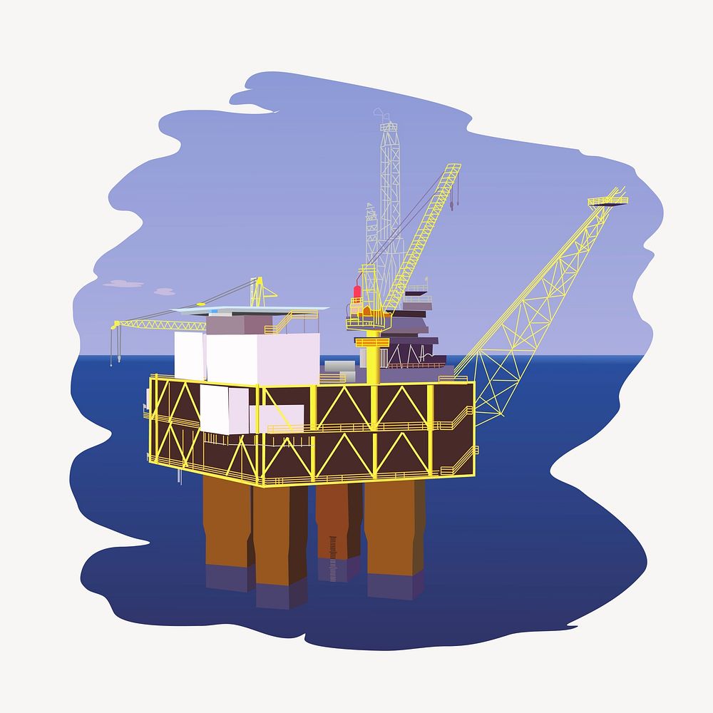 Oil rig clipart, illustration vector. Free public domain CC0 image.