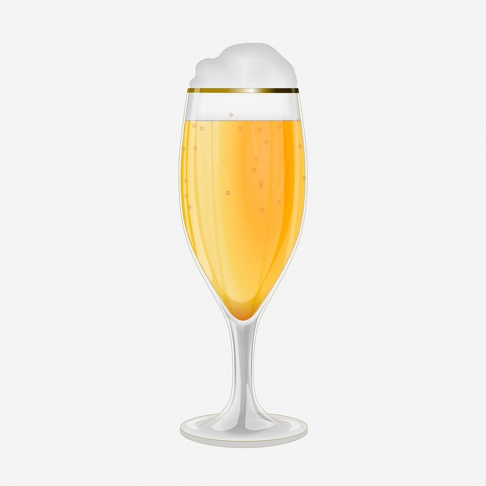 Glass of Champagne clipart illustration. Free public domain CC0 image.