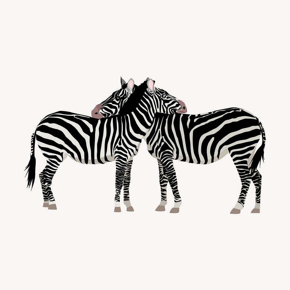 Two zebra friends clipart, illustration vector. Free public domain CC0 image.