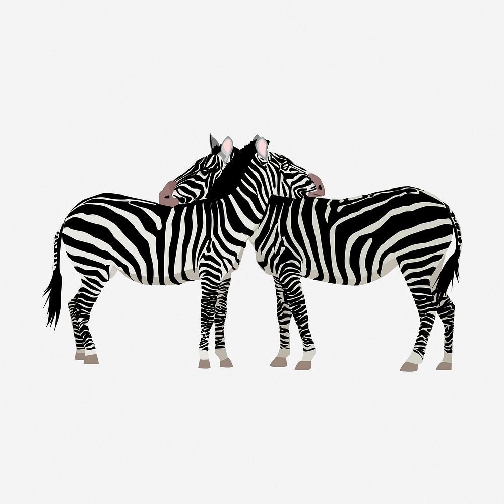 Two zebra friends clipart illustration. Free public domain CC0 image.