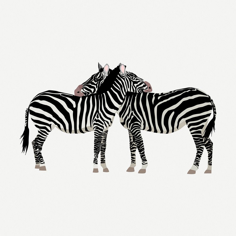 Two zebra friends clipart, animal collage element illustration psd. Free public domain CC0 image.