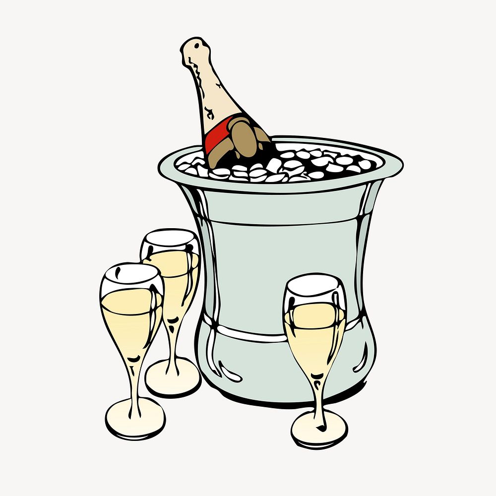 Champagne celebration hand drawn, illustration vector. Free public domain CC0 image.