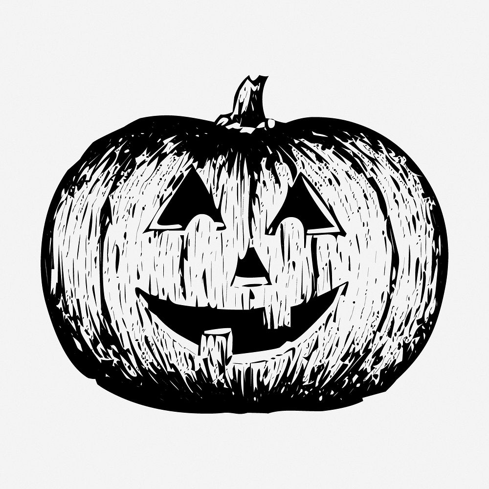 Halloween pumpkin drawing, vintage illustration. Free public domain CC0 image.