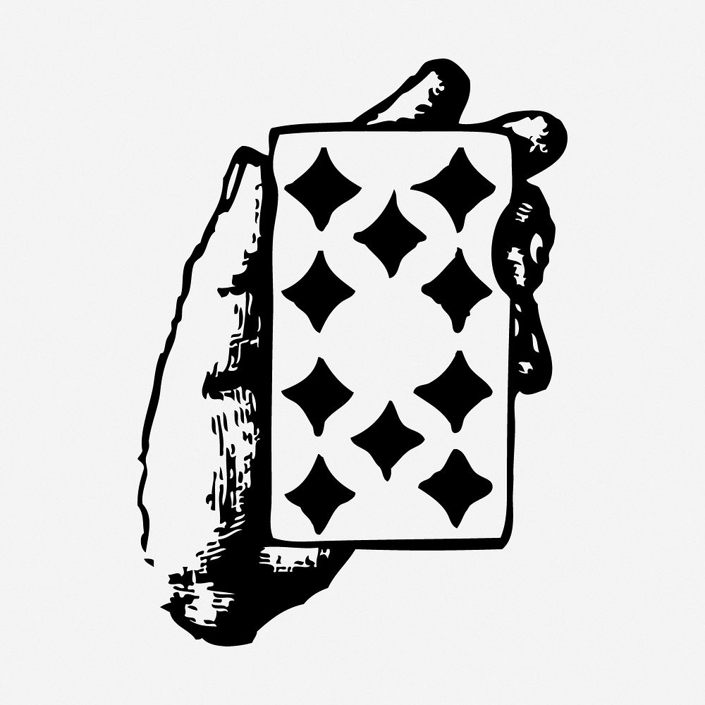Ten diamond card drawing, hand vintage illustration. Free public domain CC0 image.