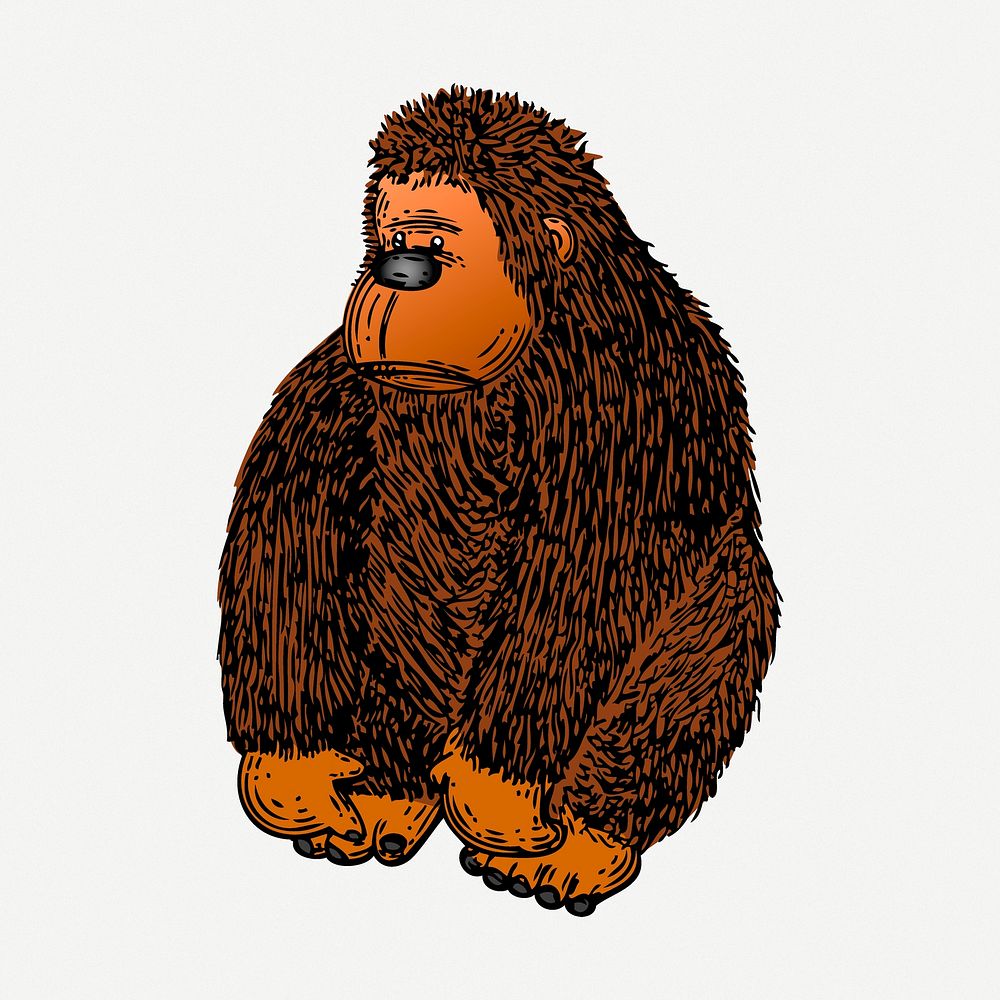 Gorilla sticker, animal vintage illustration psd. Free public domain CC0 image.