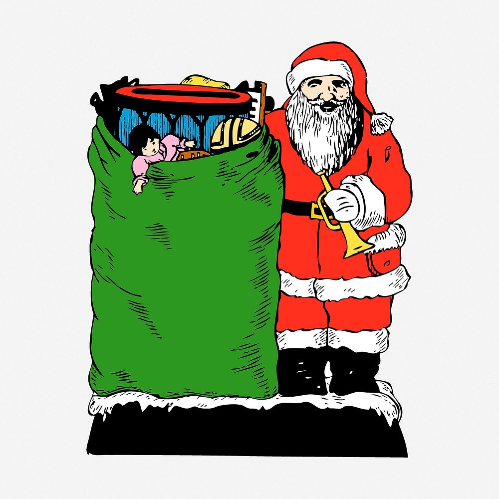Santa Claus clipart, vintage Christmas illustration. Free public domain CC0 image.