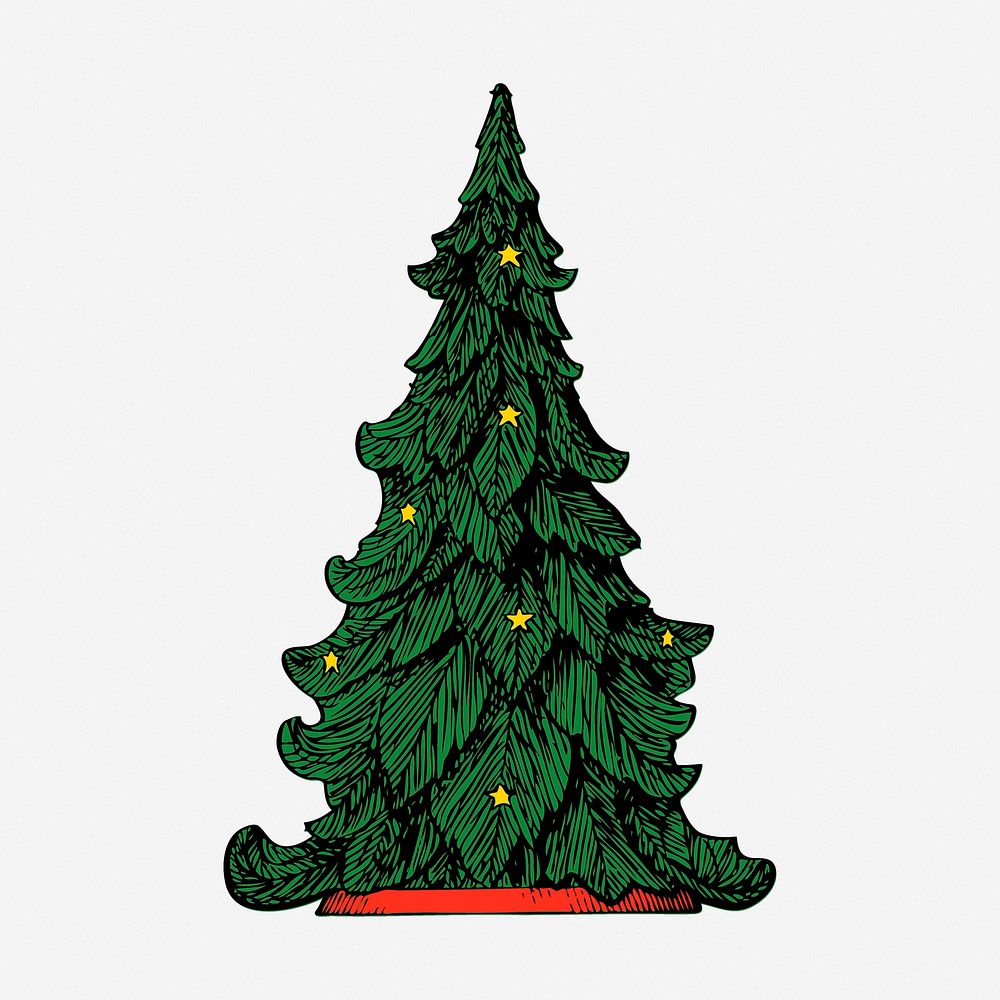 Christmas tree clipart, vintage illustration. Free public domain CC0 image.