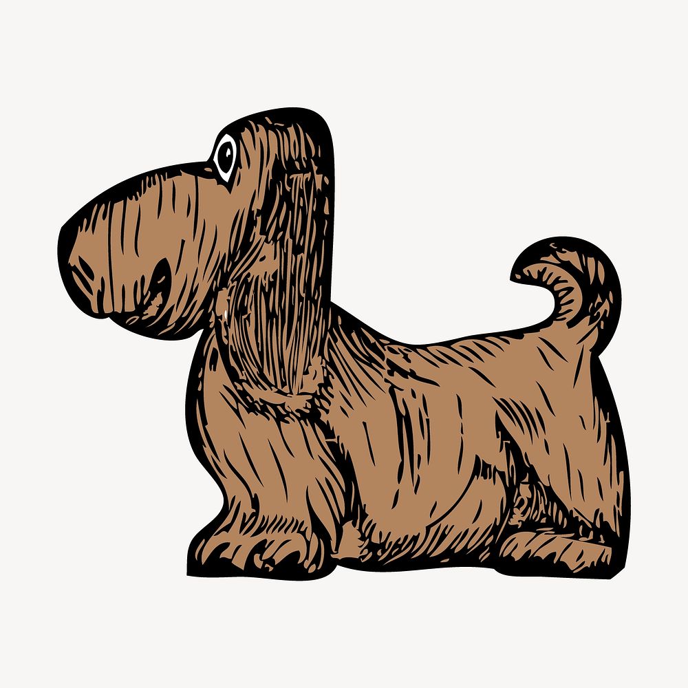 Wooden dog collage element, vintage animal illustration vector. Free public domain CC0 image.
