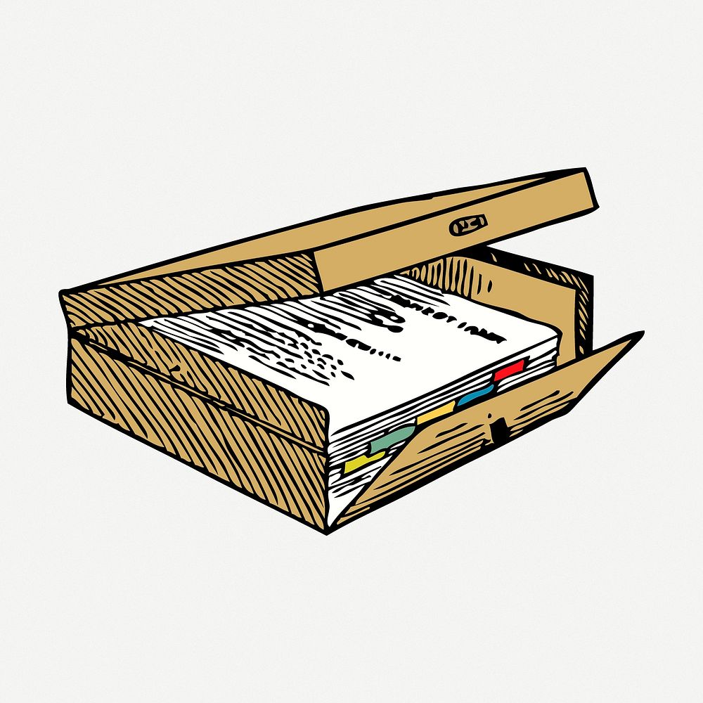 Document box drawing, stationery vintage illustration psd. Free public domain CC0 image.