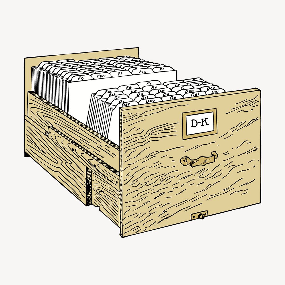 File cabinet drawer clipart, vintage illustration vector. Free public domain CC0 image.