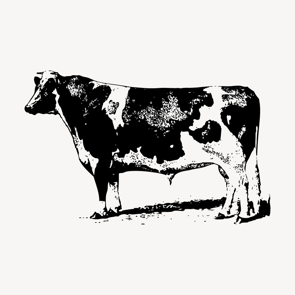 Cow bull drawing, farm animal illustration vector. Free public domain CC0 image.