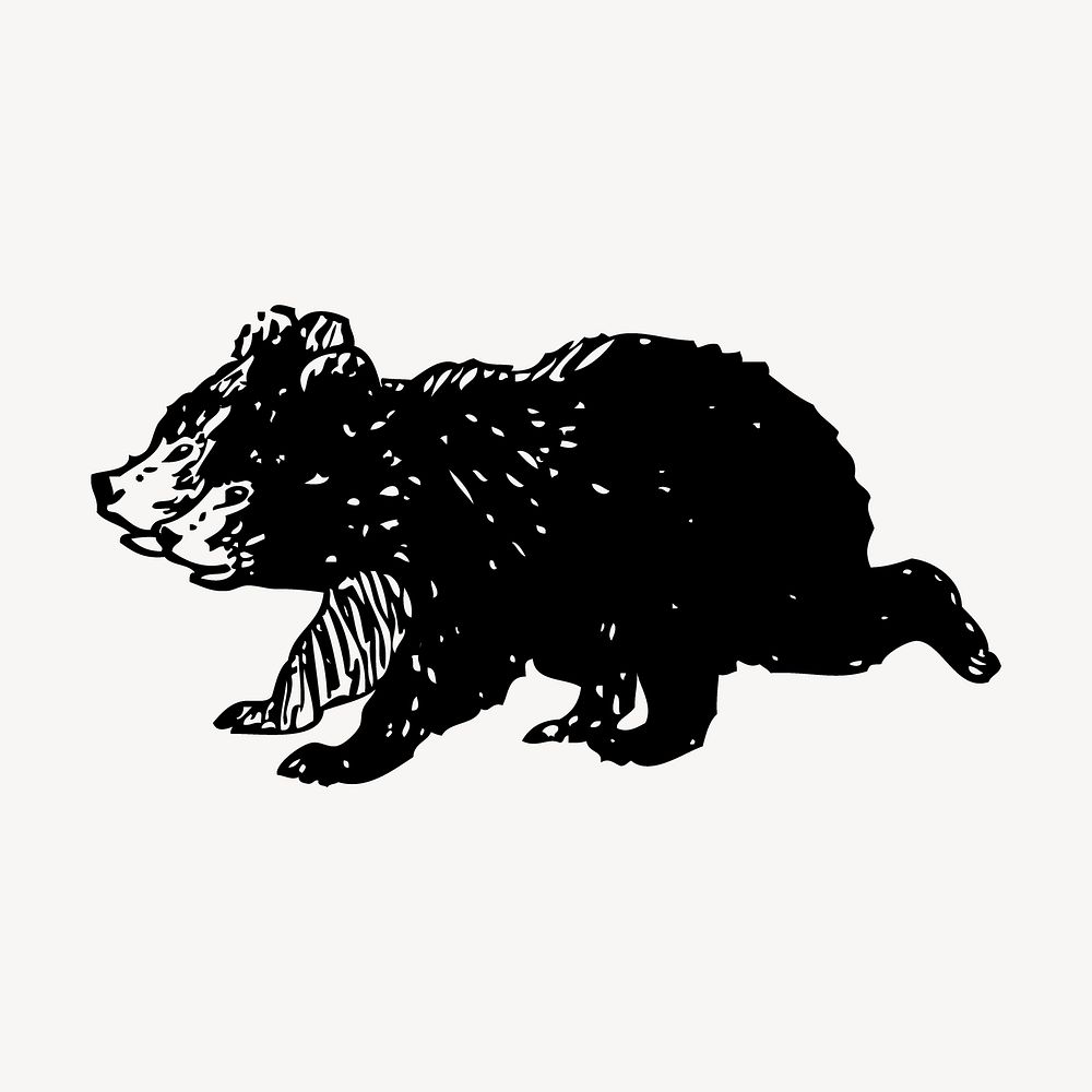 Bear cubs drawing, vintage animal illustration vector. Free public domain CC0 image.