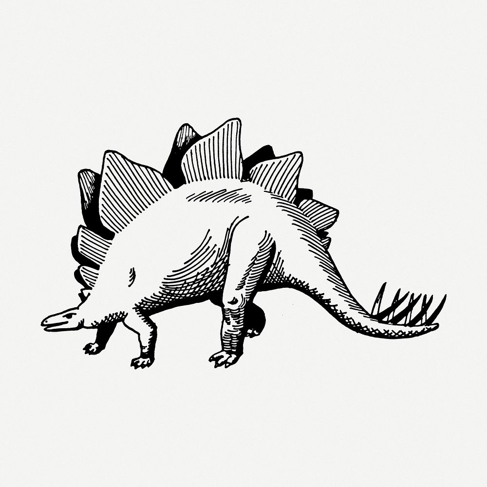 Dinosaur drawing, animal vintage illustration psd. Free public domain CC0 image.