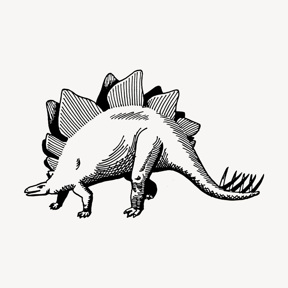 Dinosaur drawing, vintage animal illustration vector. Free public domain CC0 image.
