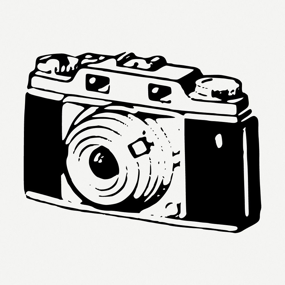 Film camera drawing, object vintage illustration psd. Free public domain CC0 image.