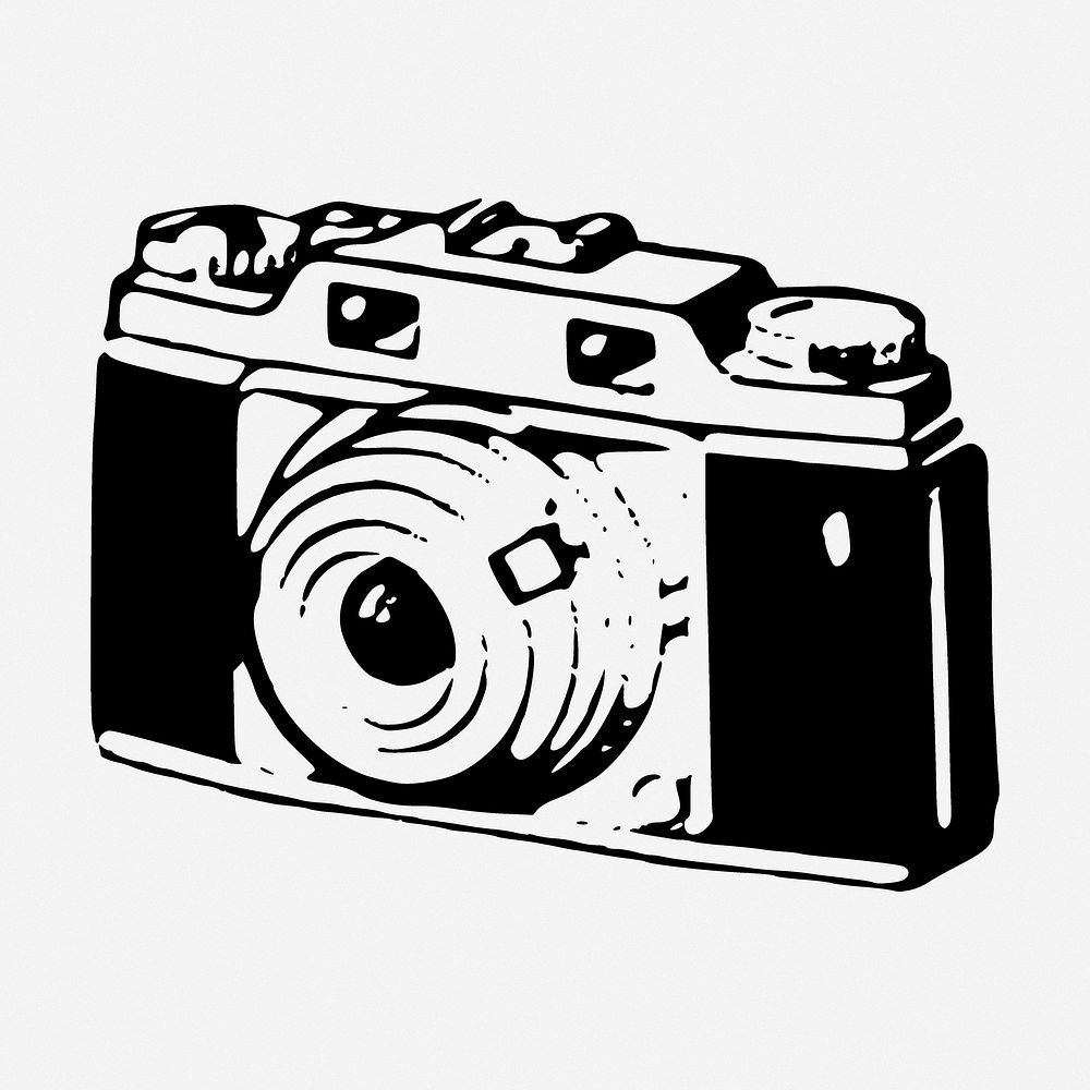 Film camera drawing, object vintage illustration. Free public domain CC0 image.
