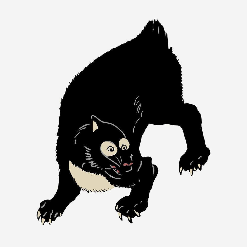 Black bear drawing, Asian vintage illustration psd. Free public domain CC0 image.